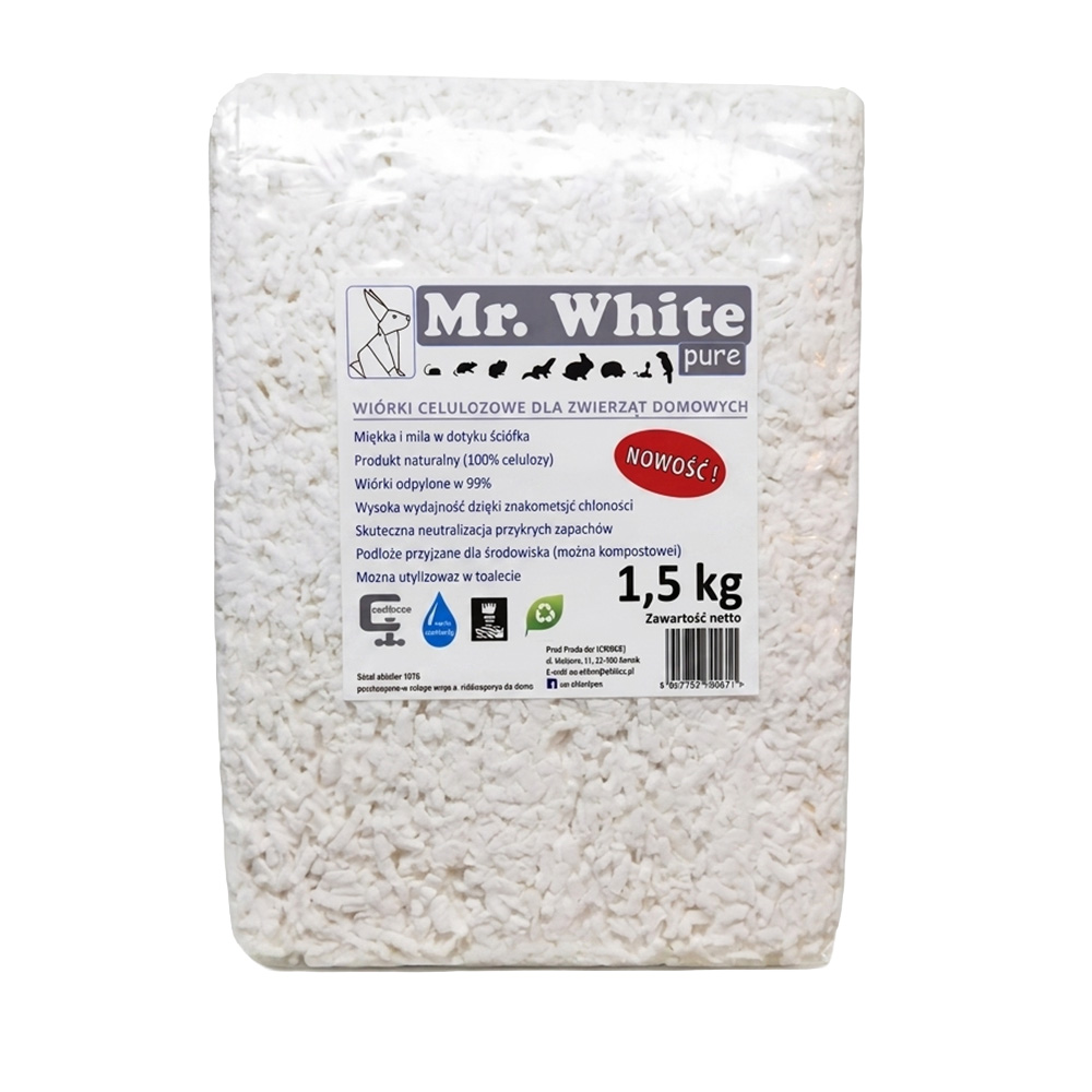 Mr. White Wiórki celulozowe PURE 1,5 kg ściółka dla gryzoni